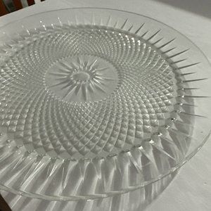antique vintage glass cake plates Diamond Pattern And Star Burst In The Center